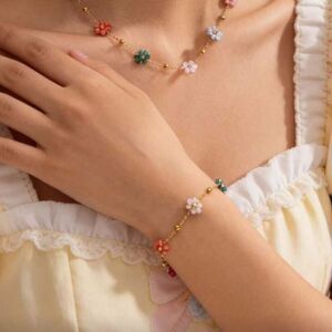 Multicolor flower beads Bracelet N1307